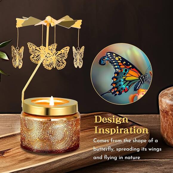 A Gift from the heart Rotating Scented Candle with gold butterfly charms - Picture 11 of 11